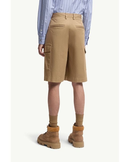 Moncler Natural Cotton Gabardine Cargo Shorts for men