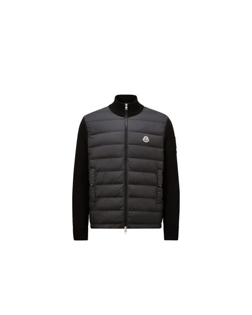 Cardigan Zippé En Coton Matelassé Moncler pour homme en coloris Black