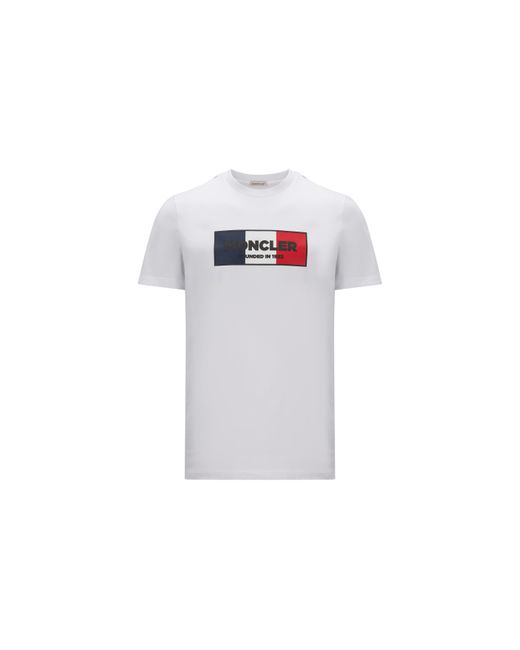 Moncler White Tricolour Motif T-shirt for men