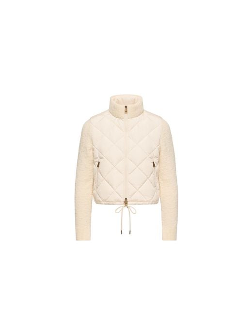 Moncler Natural Moncler Cotton Blend Padded Zip-Up Cardigan