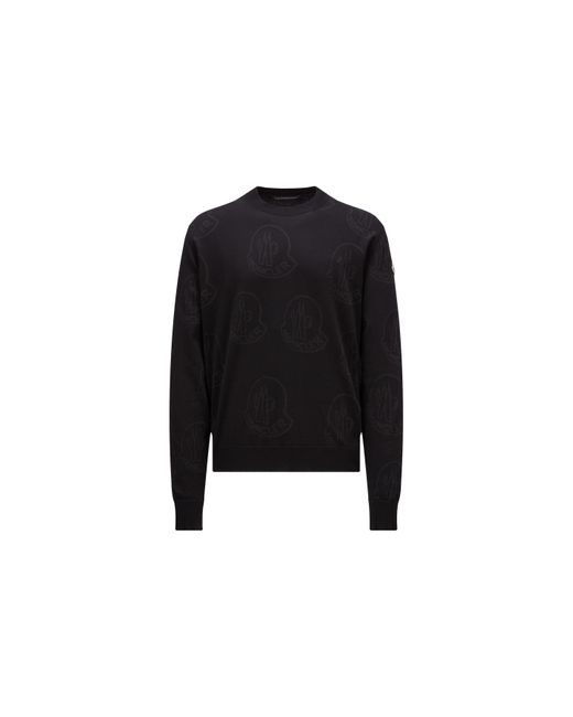 Pull en coton à motif logo Moncler pour homme en coloris Black