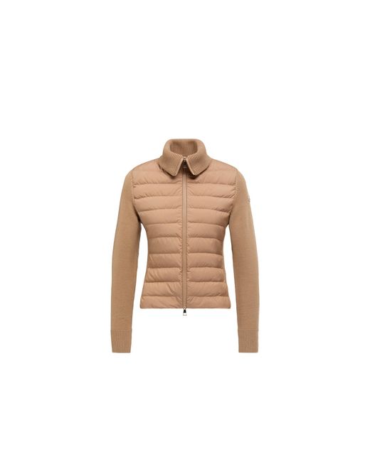 Moncler Natural Moncler Padded Zip-Up Wool Cardigan
