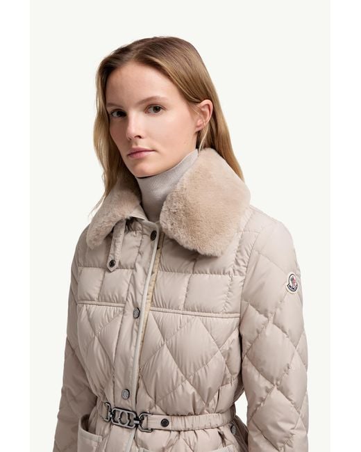 Moncler Natural Cygne Diamond-Quilted Short Down Jacket