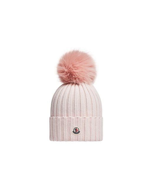 Moncler Pink Mütze aus wolle mit bommel