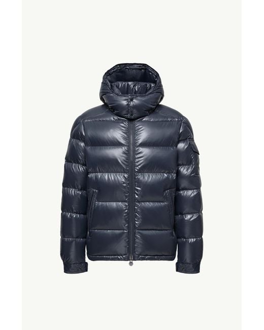 Moncler Maya Kurze Daunenjacke Mit Kapuze, Herren, Größe in Blue für Herren