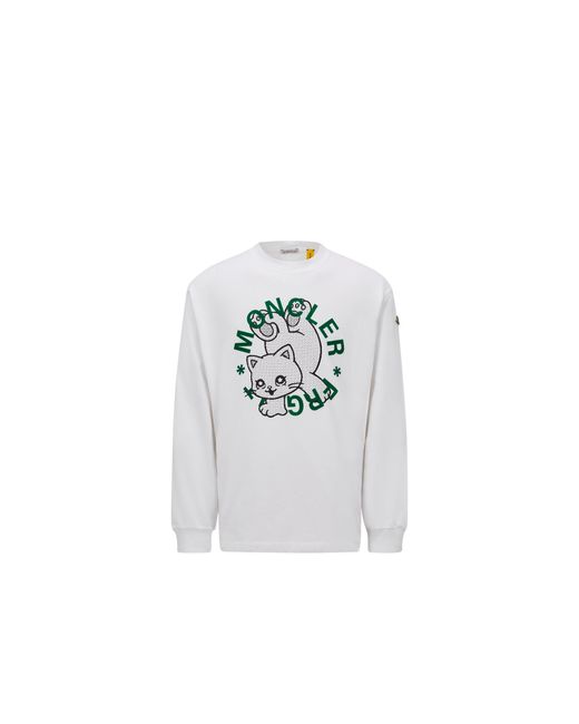 MONCLER X FRGMT White Cartoon Logo Long Sleeve T-Shirt for men