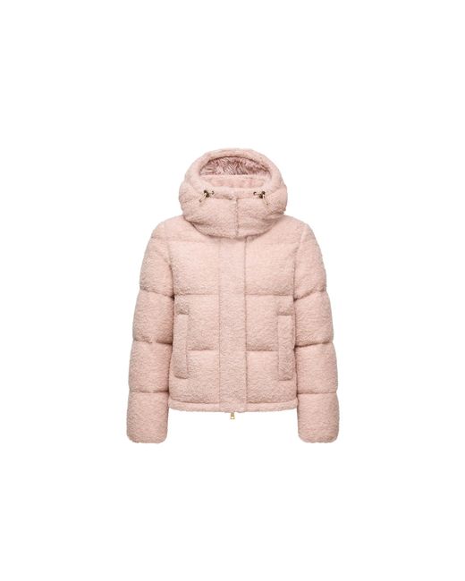 Moncler Pink Moncler Virieu Bouclé Hooded Short Down Jacket