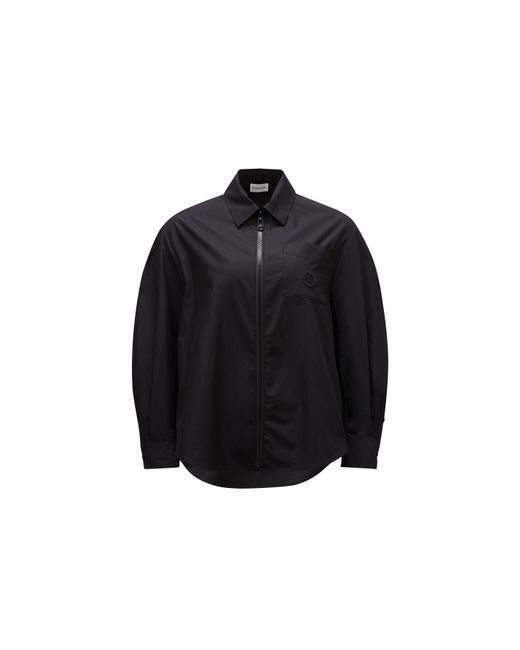 Moncler Black Poplin zip-up shirt