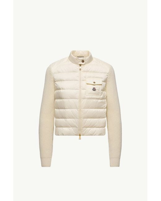 Cardigan Zippé Matelassé En Laine Moncler en coloris Natural