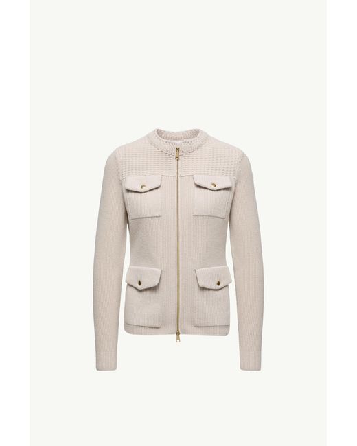 Moncler Natural Padded Wool Zip-Up Cardigan