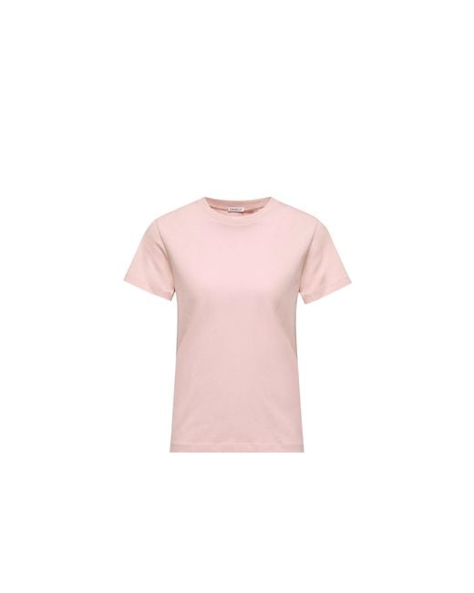 Moncler Pink Moncler Embroidered Logo Cotton T-Shirt