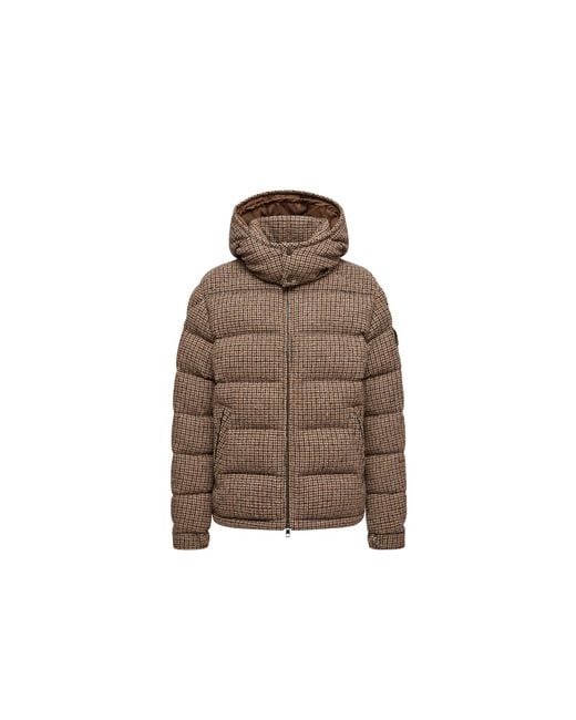 Moncler Brown Montgenevre Wool Blend Bouclé Hooded Short Down Jacket for men