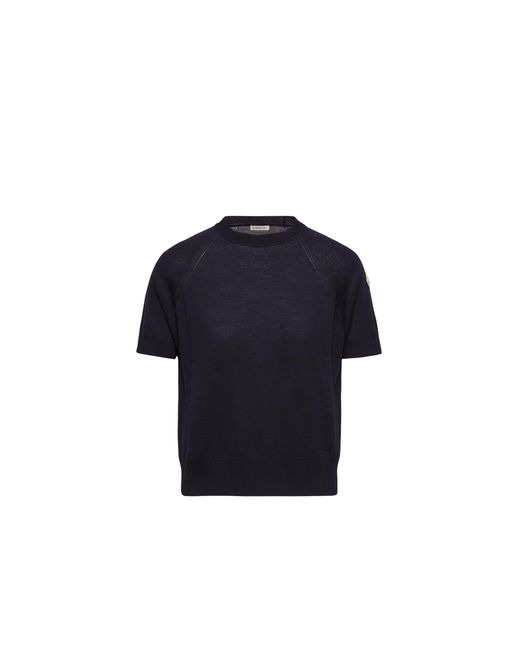 Moncler Blue Moncler Short Sleeve Wool Sweater