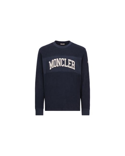 Moncler Embroidered Logo Sweatshirt Blue for men
