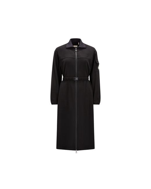 Moncler Black Satin Midi Dress