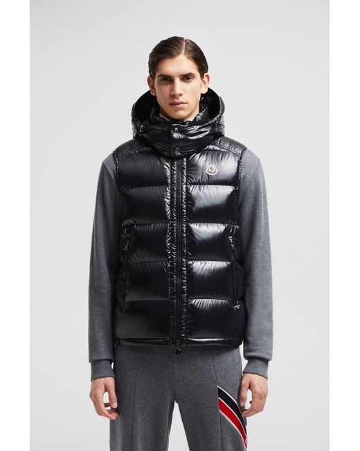 Moncler Black Bormes Hooded Down Vest for men