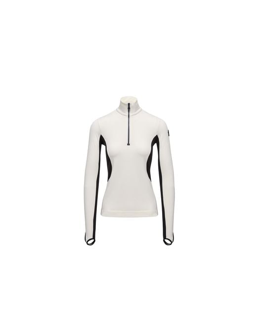 Moncler White Moncler Polartec Half-Zip Turtleneck