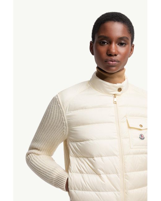 Cardigan Zippé Matelassé En Laine Moncler en coloris Natural