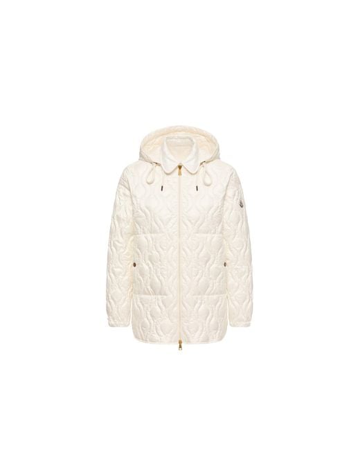 Moncler Natural Moncler Balette Geometric Quilted Mid-Length Down Jacket