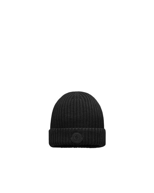 Moncler Black Cotton Beanie for men