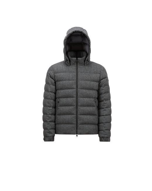 Moncler Gray Arneb Hooded Wool Short Down Jacket for men