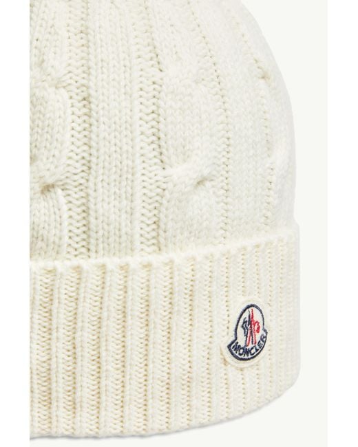 Moncler Natural Wool & Cashmere Beanie With Pom Pom