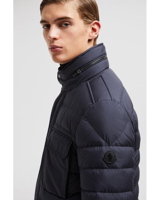 Moncler Blue Fuciade Hooded Mid-Length Down Jacket for men