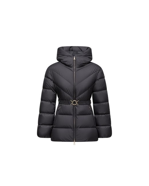 Moncler Black Brosse Diagonal-Quilted Hooded Short Down Jacket