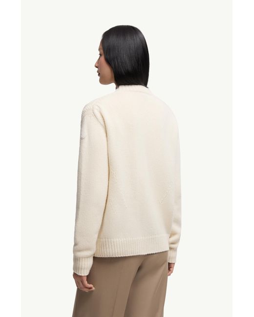 Cárdigan Con Cuello De Pico De Lana Y Cachemira, Mujer, Talla Moncler de color Natural