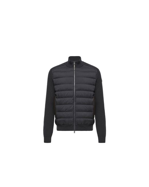Moncler Black Moncler Wool & Cashmere Blend Padded Zip-Up Cardigan for men