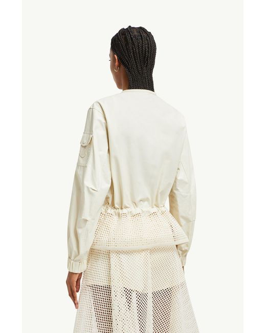 Moncler Rochecotte Broderie Anglaise-Trimmed Jacket in White