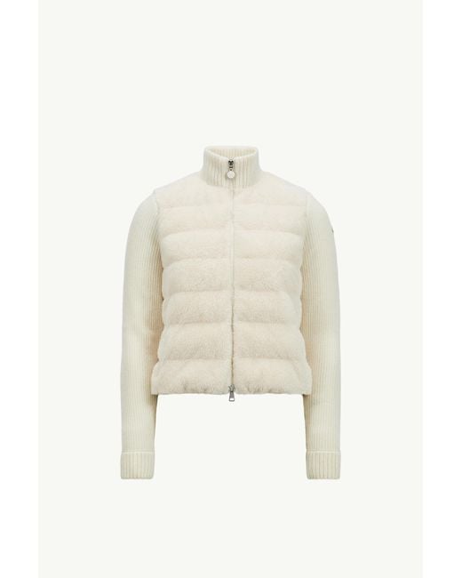 Moncler White Padded Wool & Teddy Zip-Up Cardigan