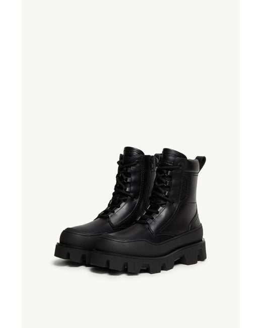 Moncler Black Peak Path Leather Lace-Up Boots for men