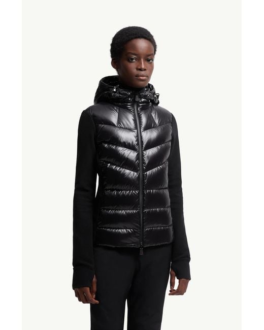 Cardigan Zippé En Molleton Matelassé Moncler en coloris Black