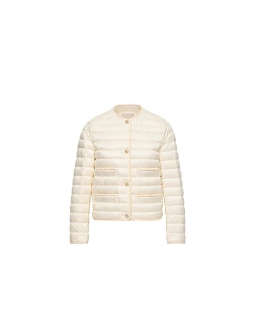 Moncler Natural Moncler Circaete Braided Trim Short Down Jacket