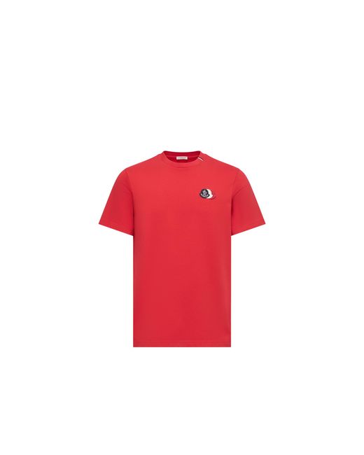 Moncler Moncler Embroidered Tricolor Logo Cotton T-Shirt for men
