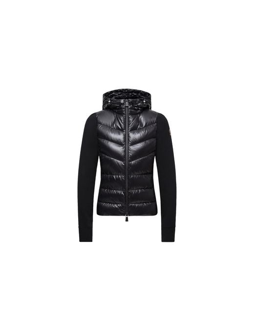 Cardigan Zippé En Molleton Matelassé Moncler en coloris Black