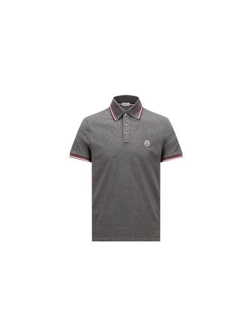 Moncler Gray Tricolor-Trimmed Cotton Piquet Polo Shirt for men