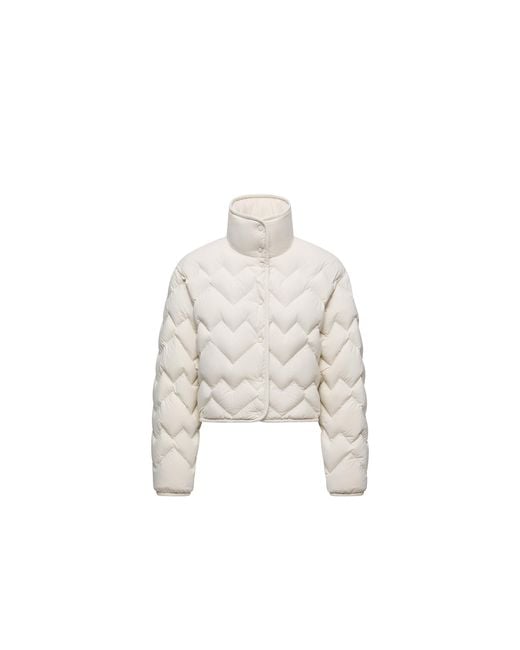 Moncler White Senevee Heart-Quilted Short Down Jacket