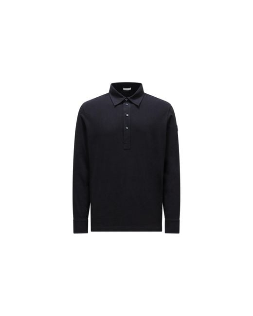 Moncler Blue Long Sleeve Polo Shirt for men