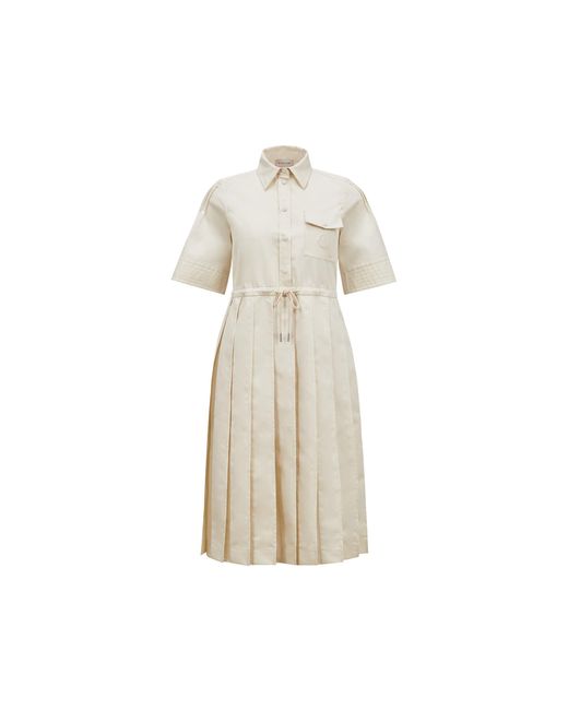 Robe Chemise Midi En Coton Et Soie Moncler en coloris Natural