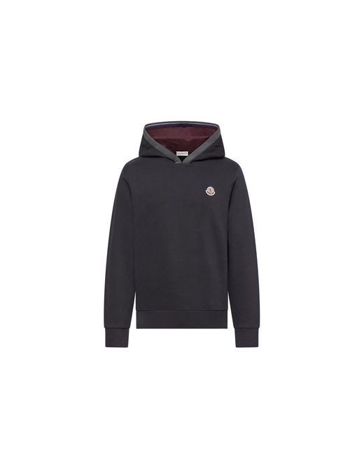 Moncler Blue Moncler Brushed Cotton Logo Hoodie for men