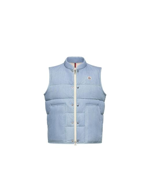 Moncler Blue Moncler Heceta Denim Down Vest for men