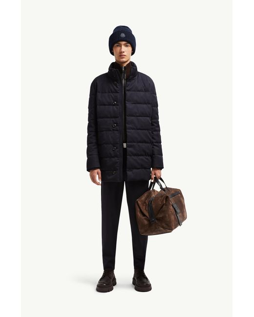Moncler Blue Vallonpierre Hooded Long Down Jacket for men