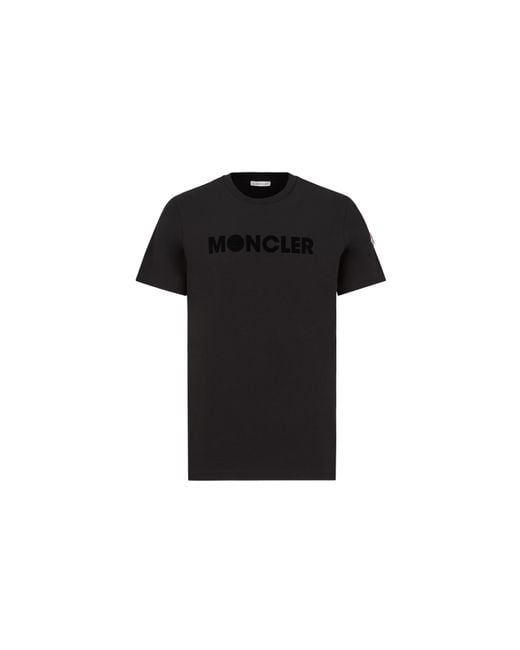 Camiseta con logotipo flocado Moncler de hombre de color Black