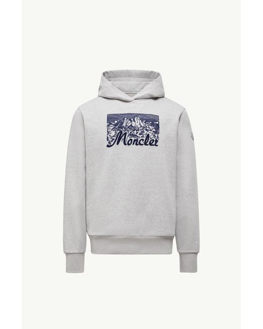 Sudadera Con Capucha De Algodón Con Logotipo De Montaña Bordado, Hombre, Talla Moncler de hombre de color Gray