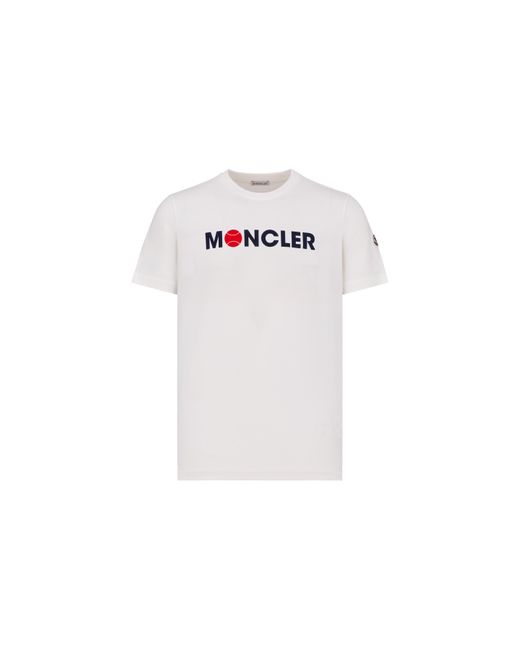 Camiseta con logotipo flocado Moncler de hombre de color White