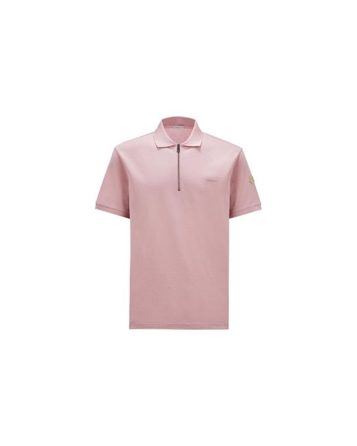 Moncler Zip-up Polo Shirt Pink for men