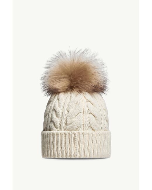 Moncler Natural Wool & Cashmere Beanie With Pom Pom