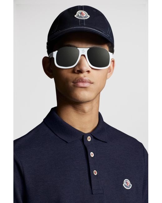 Moncler Poloshirt Aus Baumwolle Mit Logoaufnäher, Herren, Größe in Blue für Herren